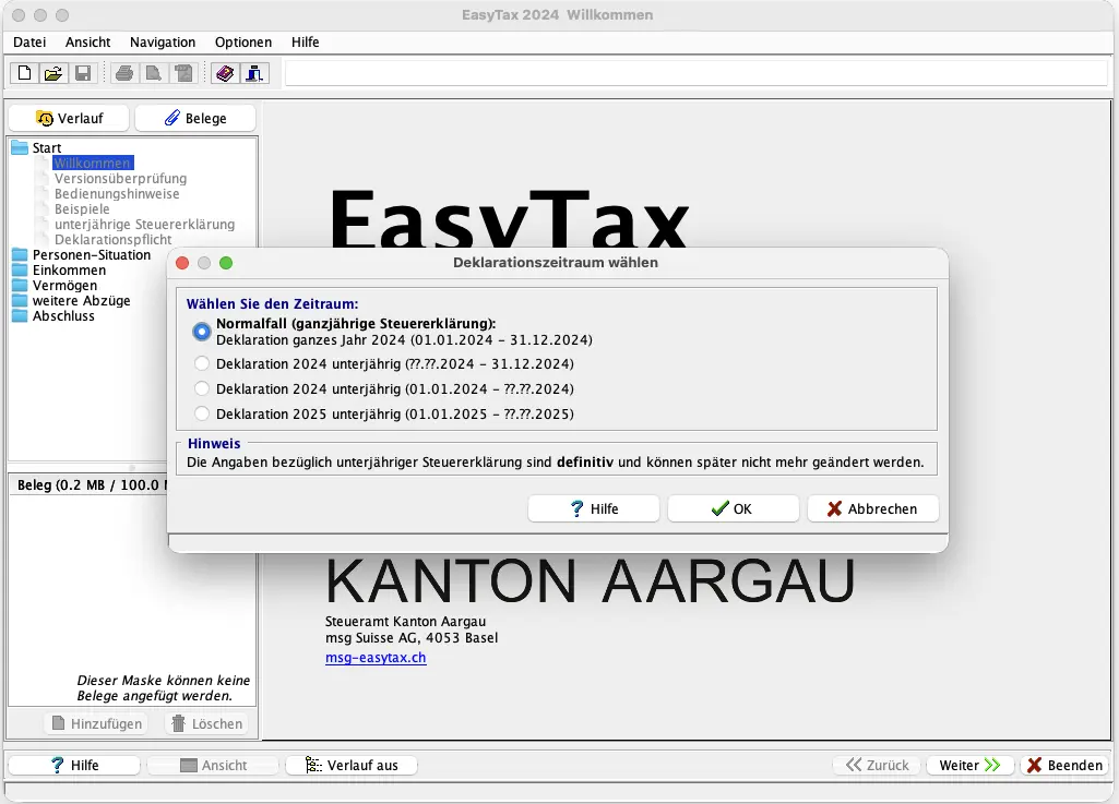 Choix de la période d'imposition