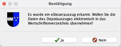 Bestätigung zur Übernahme des elektronischen Steuerauszugs ins Wertschriftenverzeichnis (EasyTax Aargau)