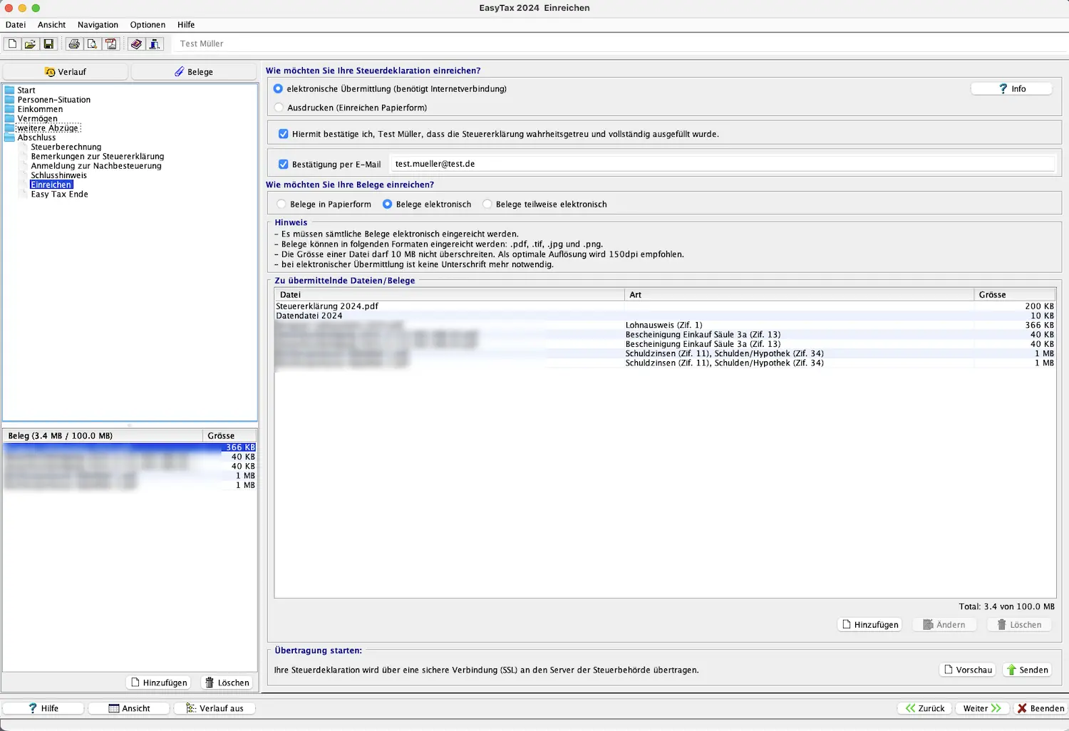 Elektronische Einreichung der Steuererklärung mit Belegen in EasyTax Aargau