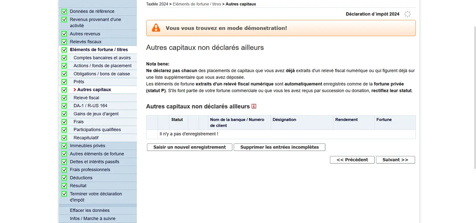 Aperçu des placements non déclarés dans la déclaration d'impôts dans le canton de Berne