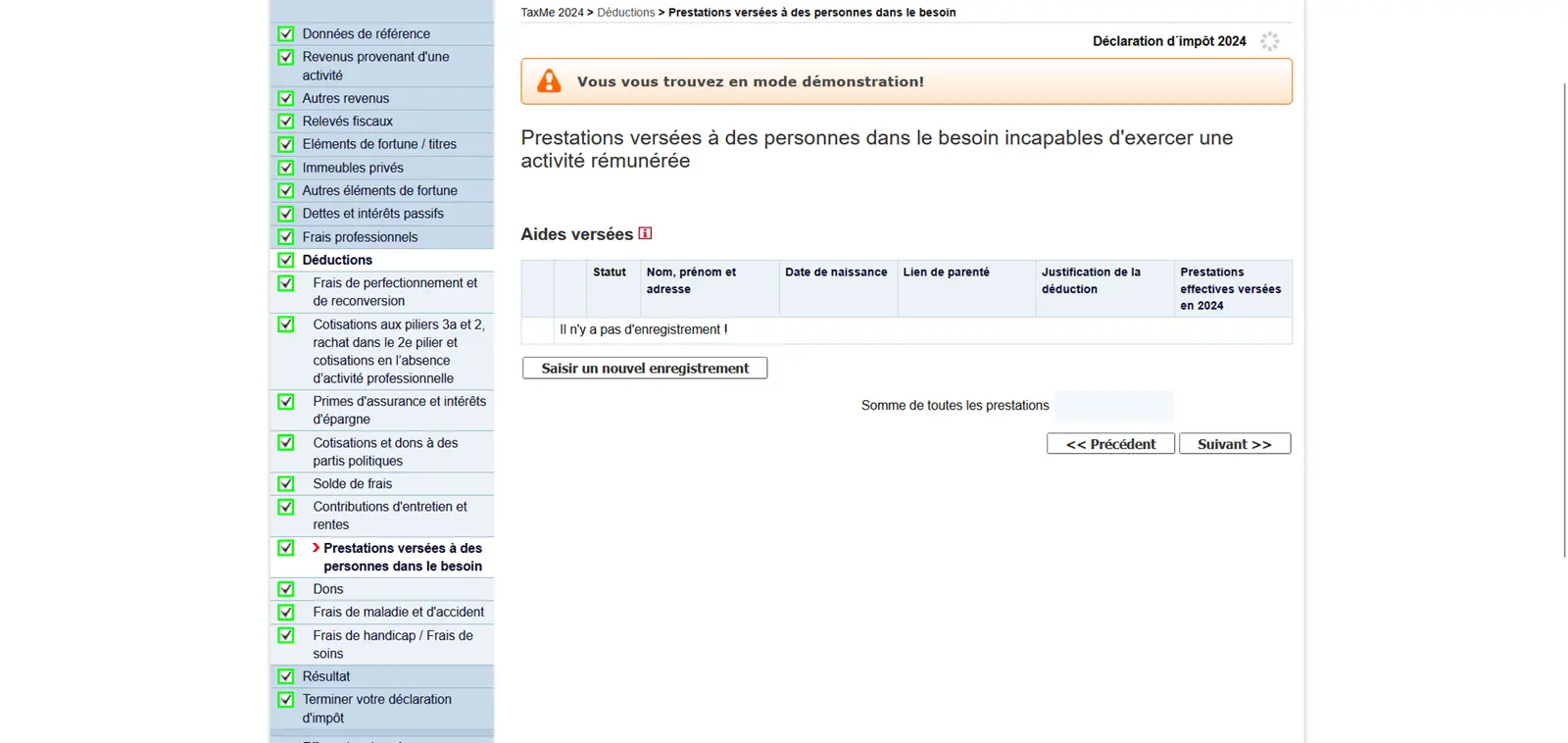 Saisie des prestations de soutien aux personnes aptes à travailler et ayant besoin d'un soutien