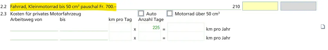 Flat-rate deduction for bicycles or small motorcycles up to 50 cm³ in commuting expenses