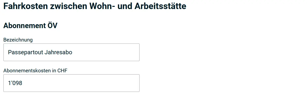 Public transport costs and bicycle deduction