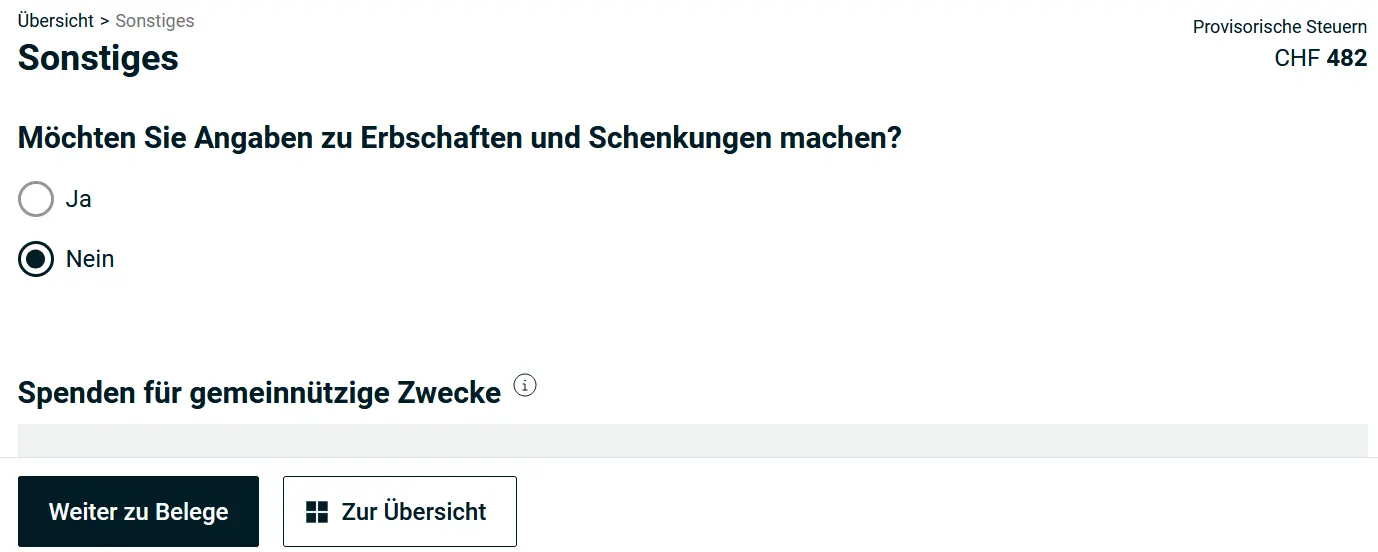 Inheritances, donations and other deductions