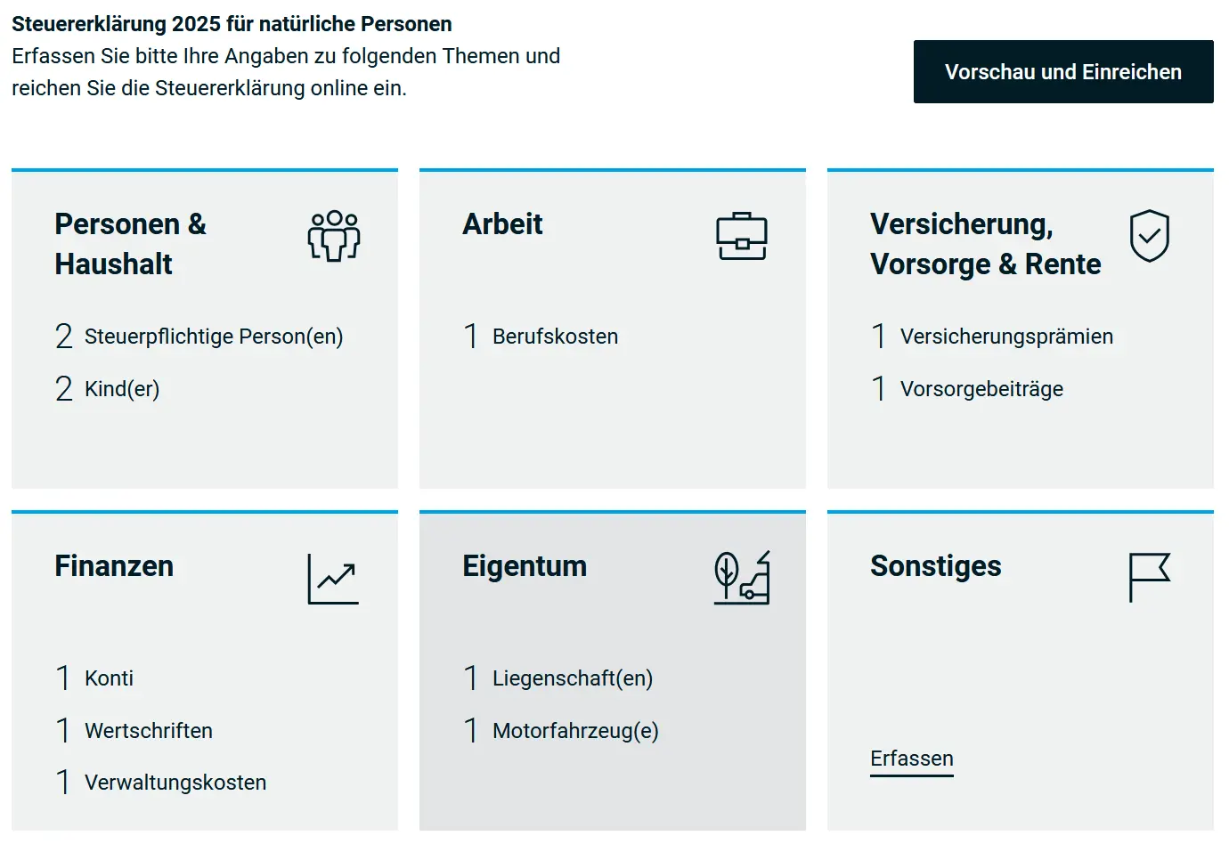 Overview and summary of the tax return