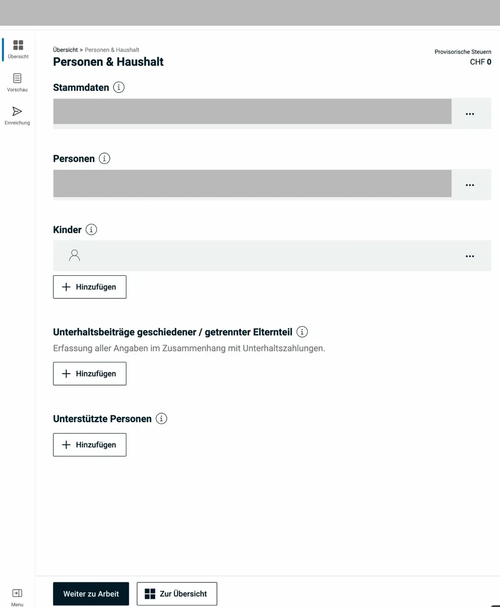 Personen & Haushalt Übersicht
