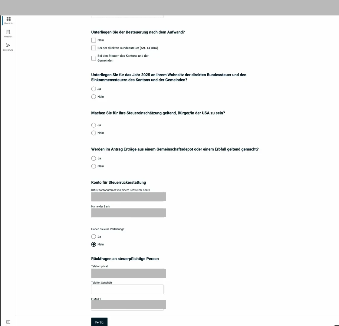 Stammdaten — Konto und Kontaktdaten