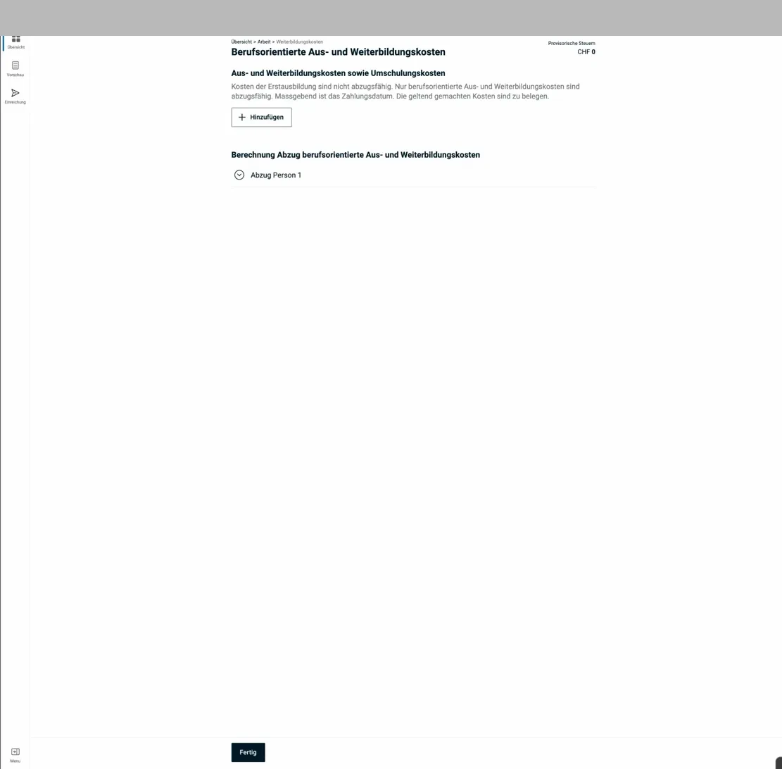 Selbständige Erwerbstätigkeit — Formular