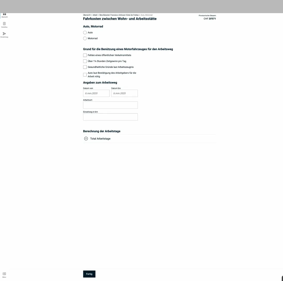 Arbeit — Übersichtsseite