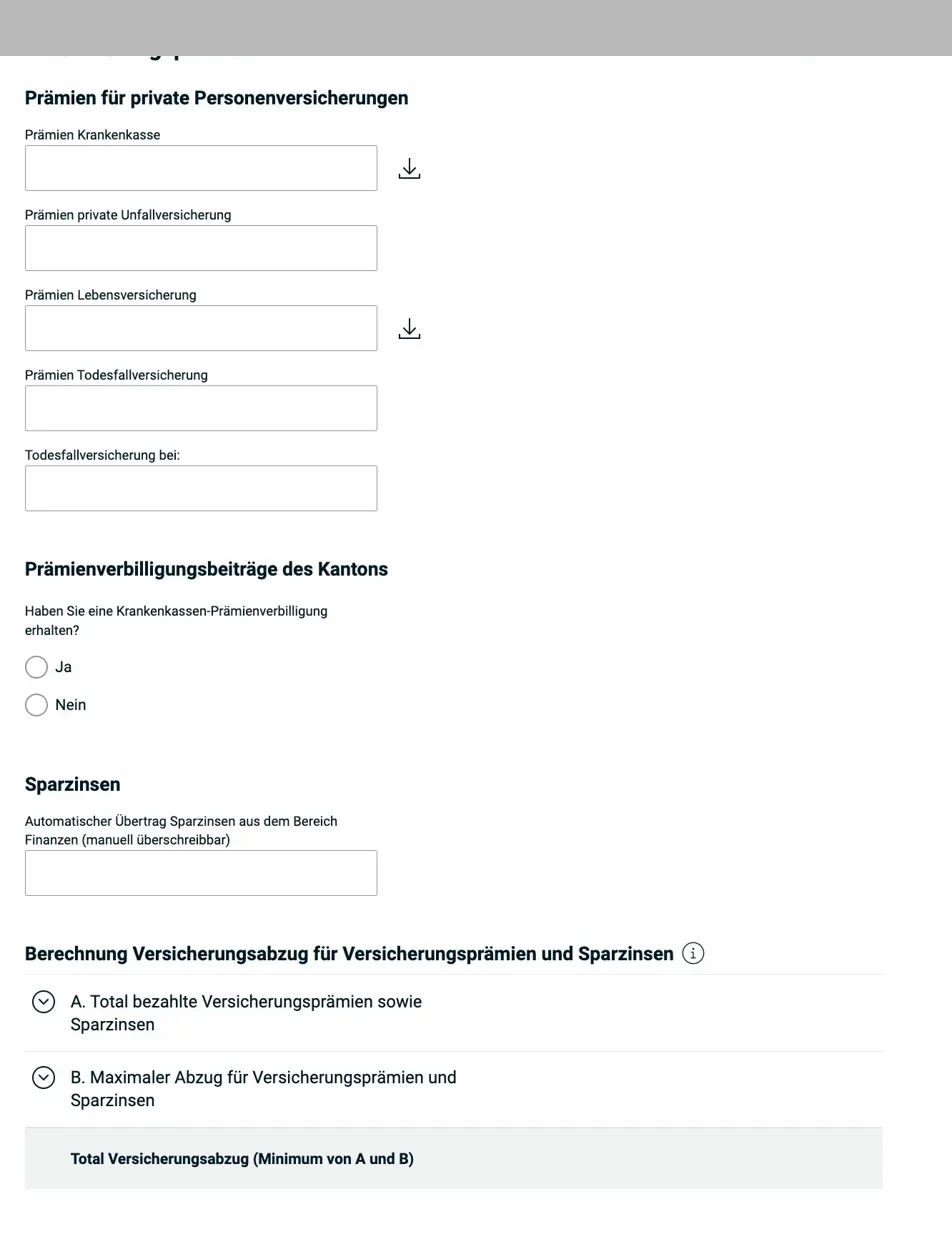 Versicherungsprämien — Formular
