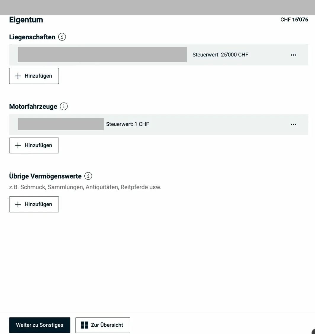 Eigentum — Übersichtsseite