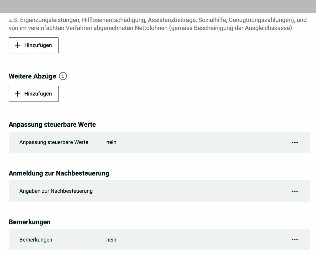 Sonstiges — Weitere Abzüge und Anpassungen