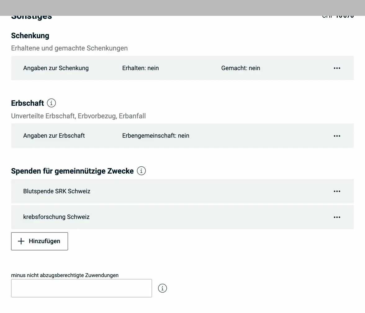 Sonstiges — Schenkungen, Erbschaft und Spenden