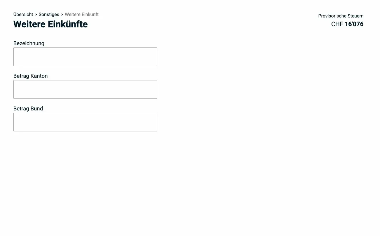 Weitere Einkünfte — Formular
