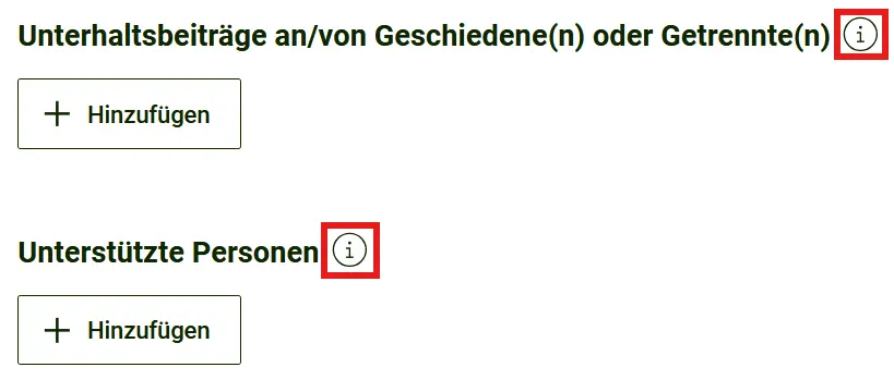 People & Household in E-Tax SG with fields for alimony and dependents