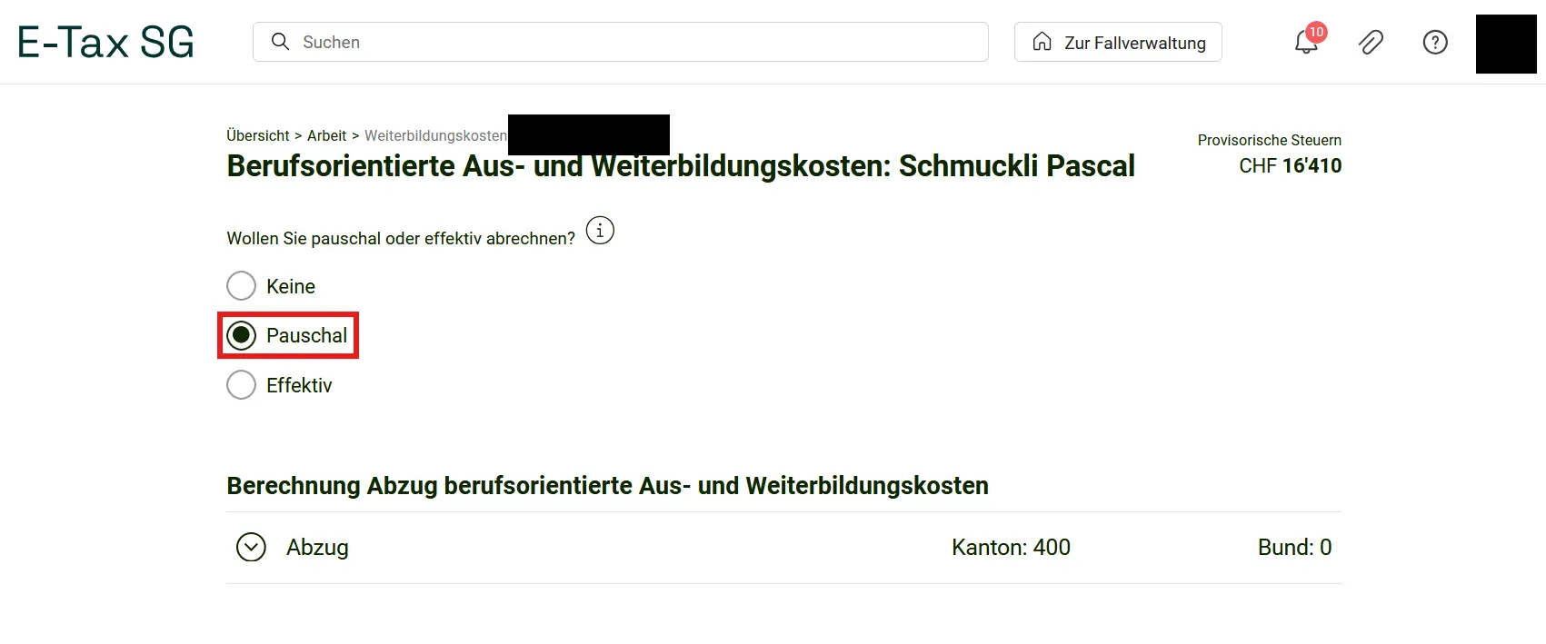 Job-related education and training costs with flat-rate deduction in E-Tax SG
