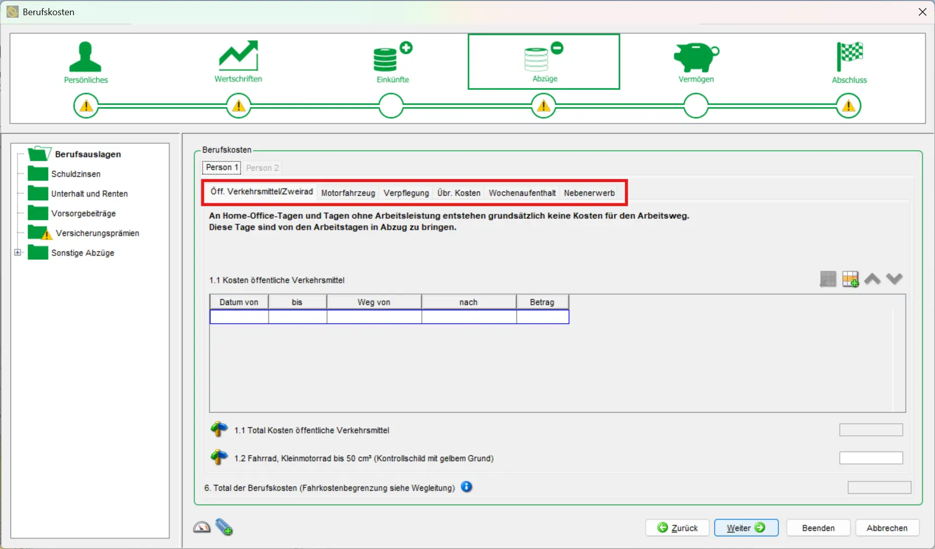 Overview of deductions for commuting, meals, vehicle and other business expenses