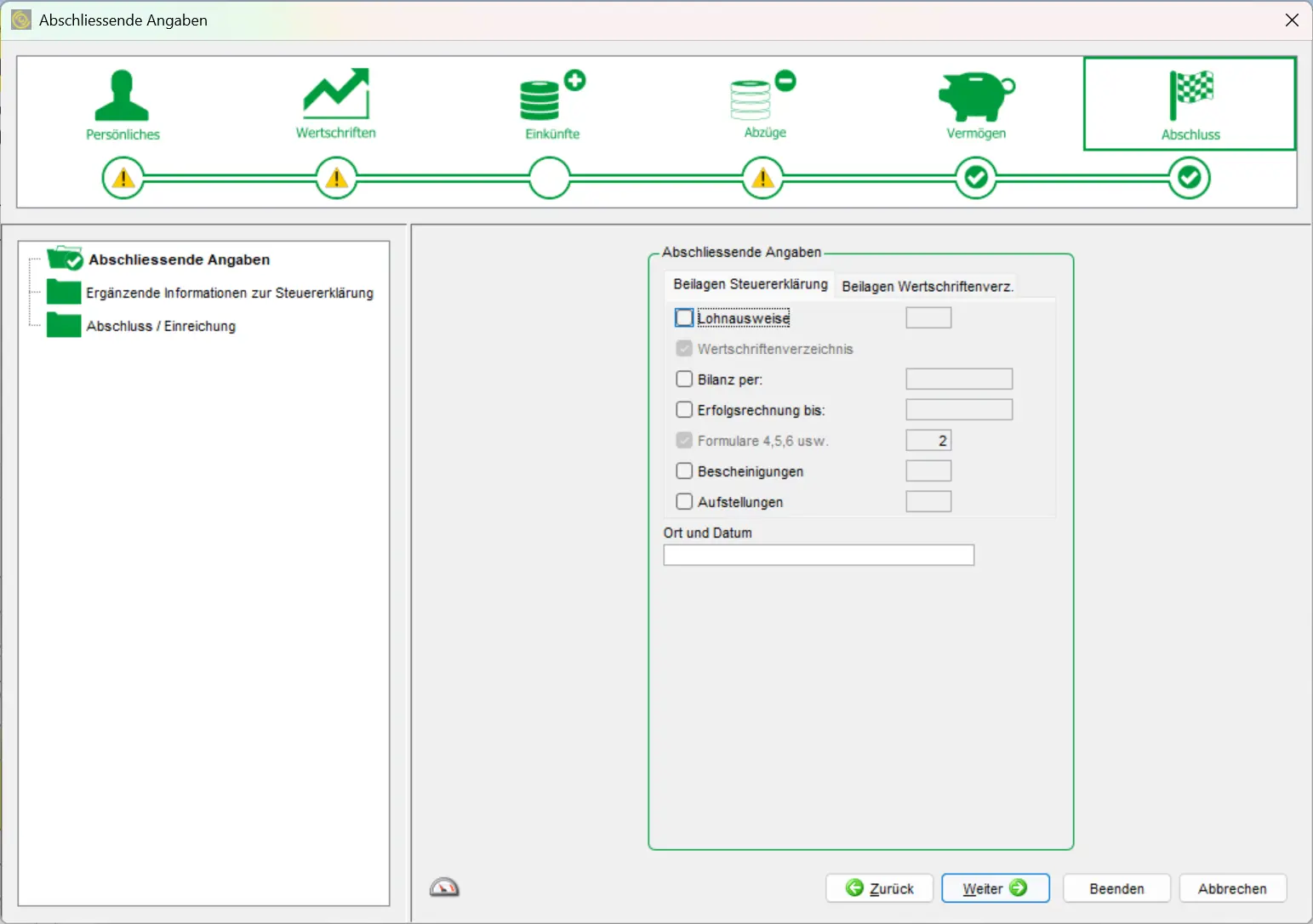 Selecting and adding salary certificates and other documents