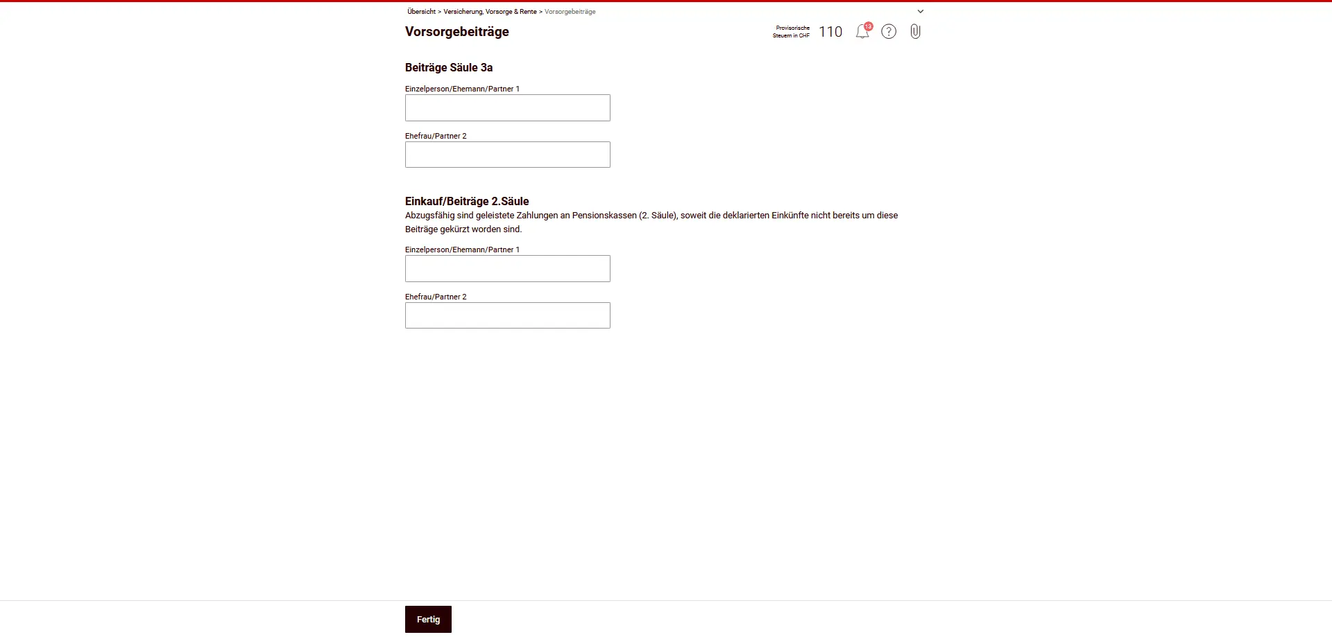 Cotisations au pilier 3a et rachats et cotisations au deuxième pilier