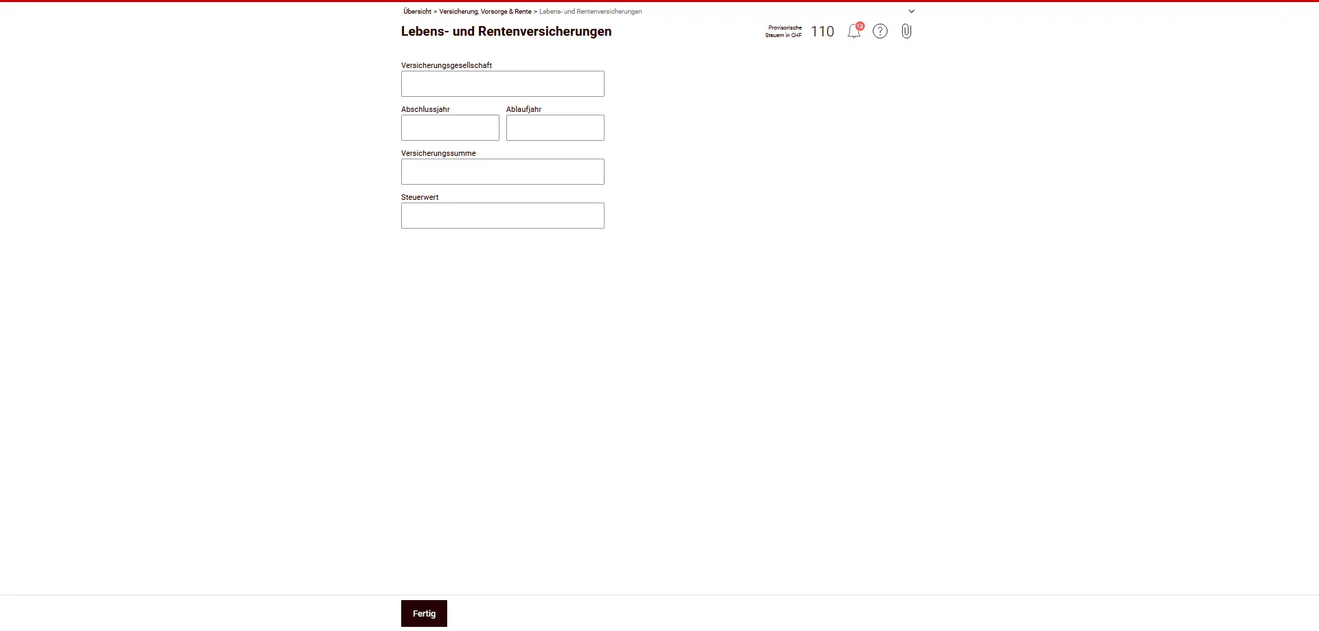 Saisie des assurances-vie et des assurances-retraite avec somme assurée et valeur fiscale