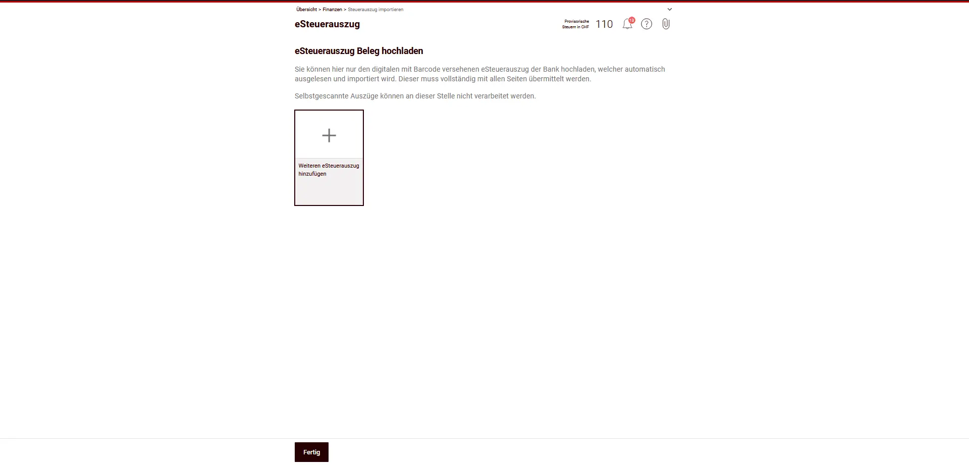 Uploader un relevé fiscal électronique de la banque pour reprendre automatiquement les données fiscales