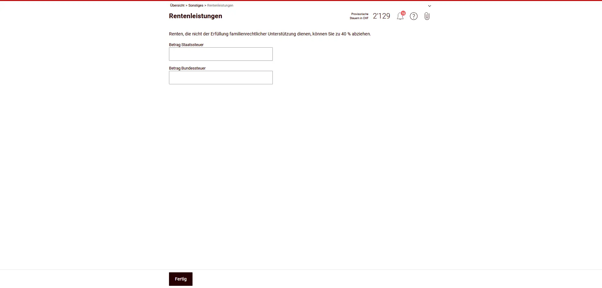 Saisie des prestations de rente avec montants déductibles pour l'impôt cantonal et l'impôt fédéral