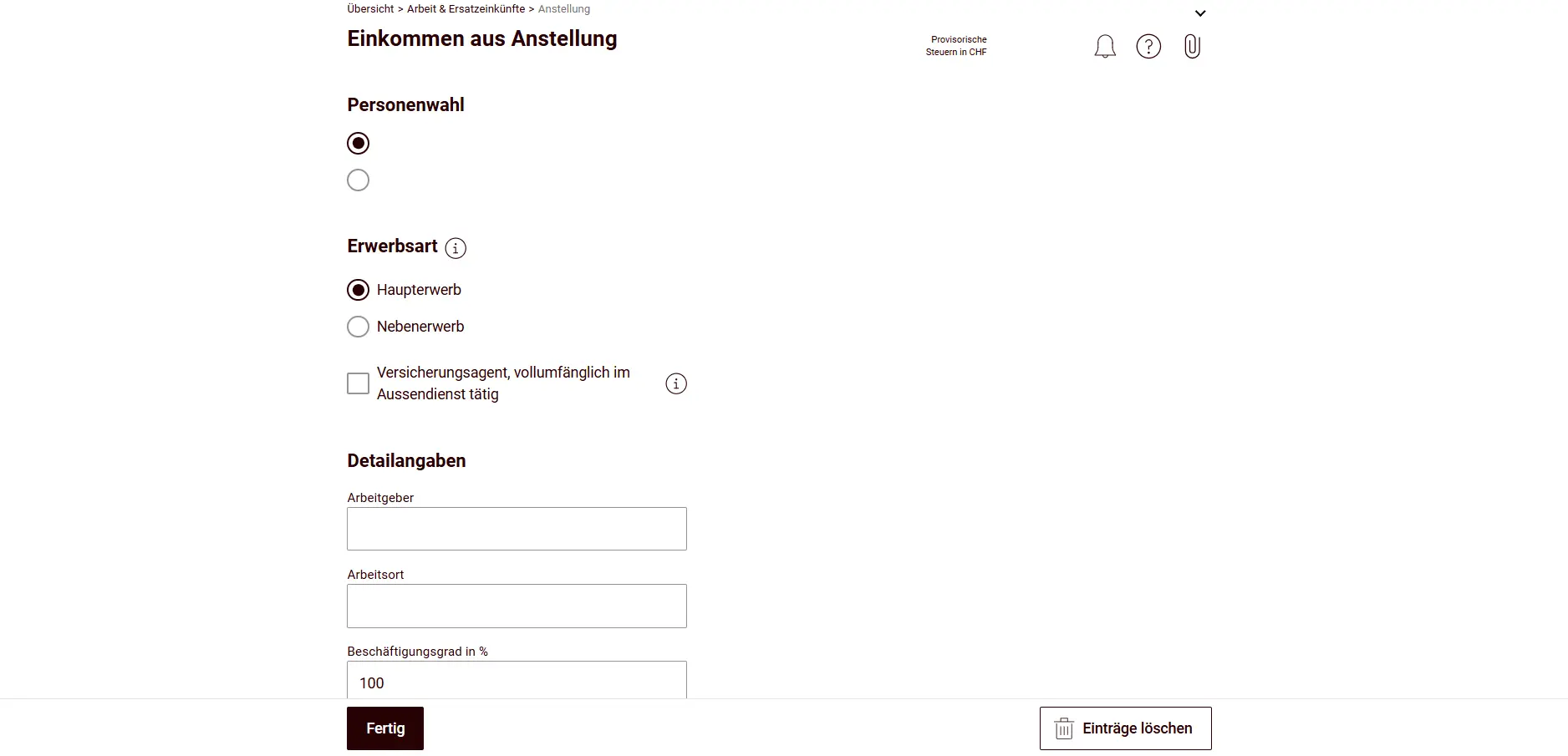 Employment income: person selection and type of work (main or secondary)