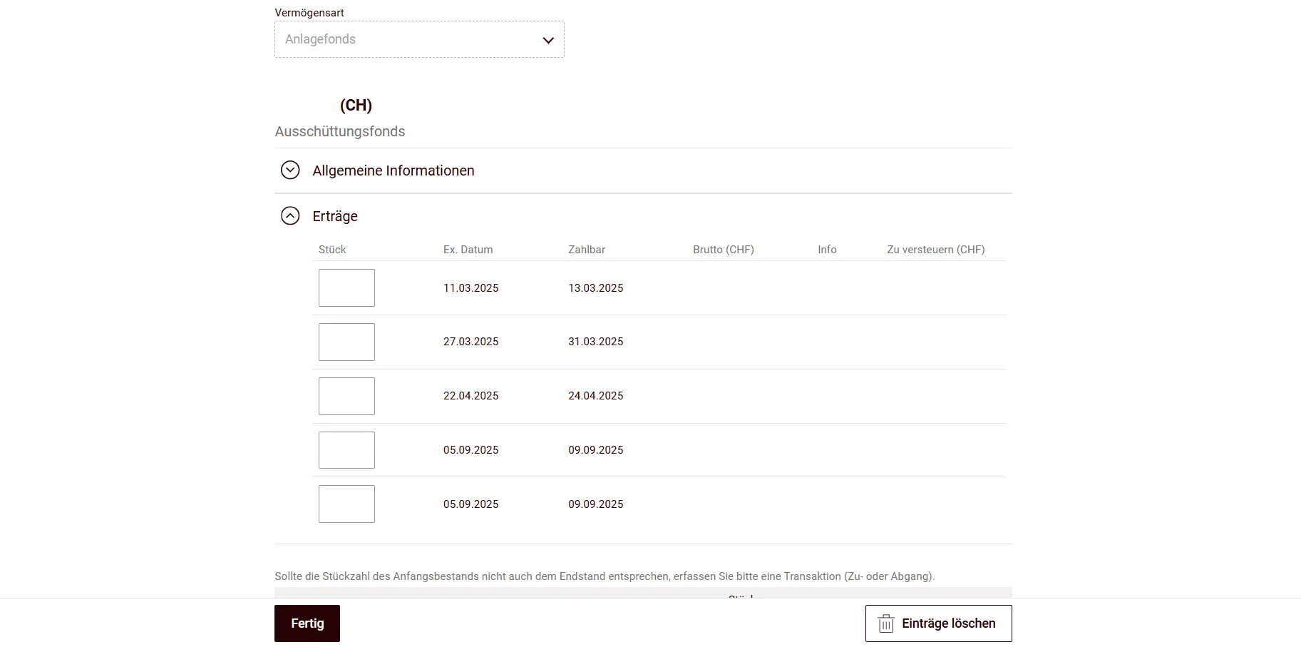 Automatically calculated dividends for a Swiss ETF with maturity dates