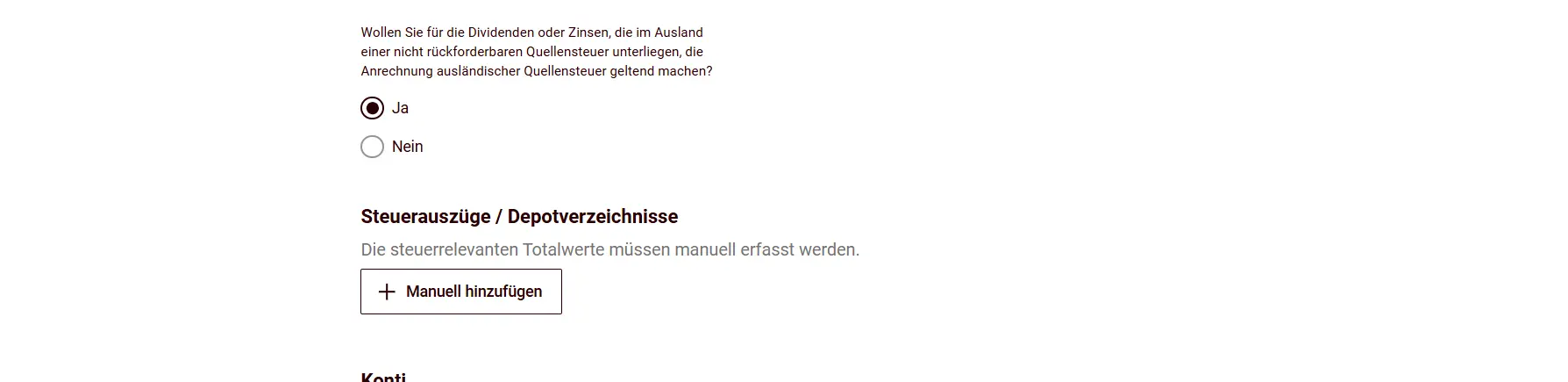 Question about crediting foreign withholding tax with Yes/No selection