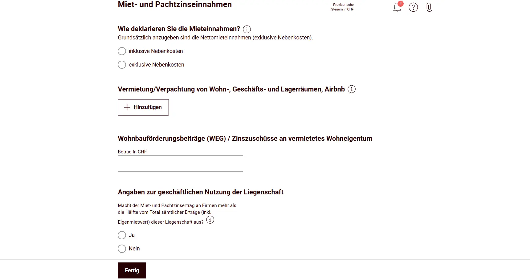 Entering rental and lease income including or excluding utilities