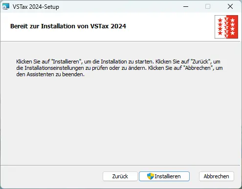 Installationsübersicht vor dem Start der Steuererklärungssoftware mit Schaltfläche 'Installieren'