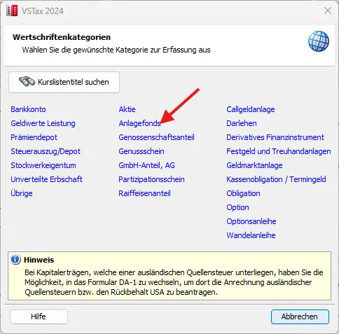 Verzeichnis der Wertschriften und Guthaben mit übertragenen Steuerwerten und Gesamterträgen