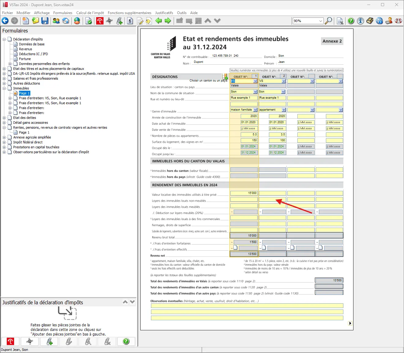 Revenus de biens immobiliers avec choix entre déduction forfaitaire et frais d'entretien effectifs